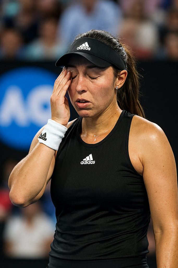 Jessica Pegula shows frustration during Australian Open 2026 women’s semifinals against Elena Rybakina.